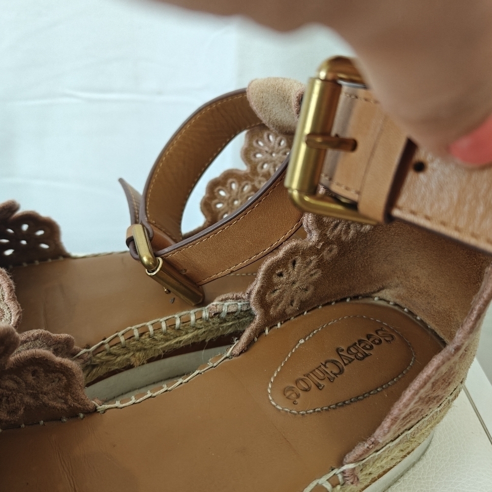 See by Chloe Scalloped Espadrilles In Blush Pink Size EU 37 US 7 Women's - Picture 11 of 16